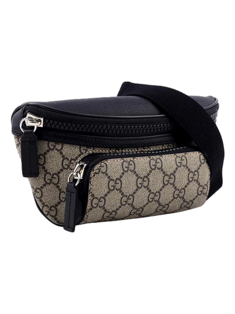 NEW Gucci GG Supreme Canvas Belt Bag Beige Black Waist Bag Crossbody